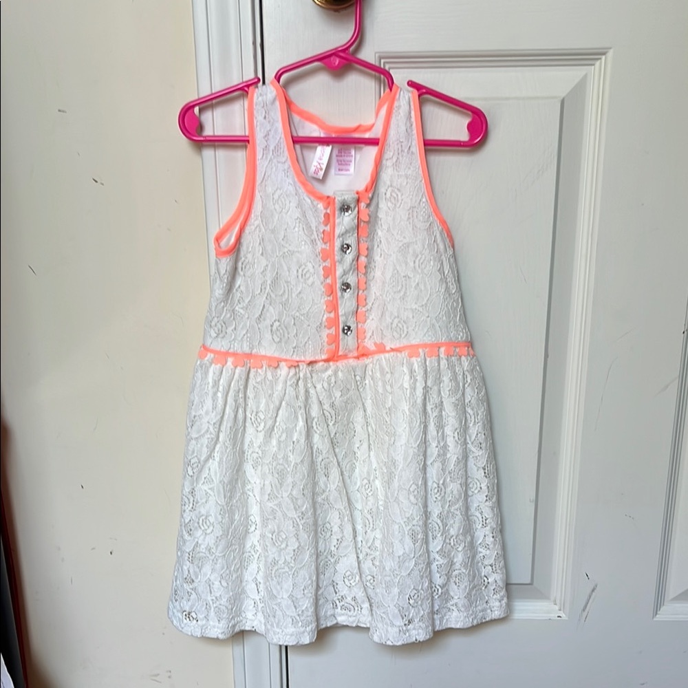 White Lace Dress with Neon Accents